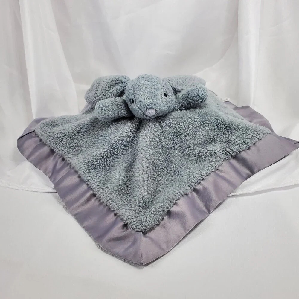Apricot Lamb Bunny Security Baby Lovey Gray Plush 12" Satin Edges Blanket Lovie - Picture 1 of 7